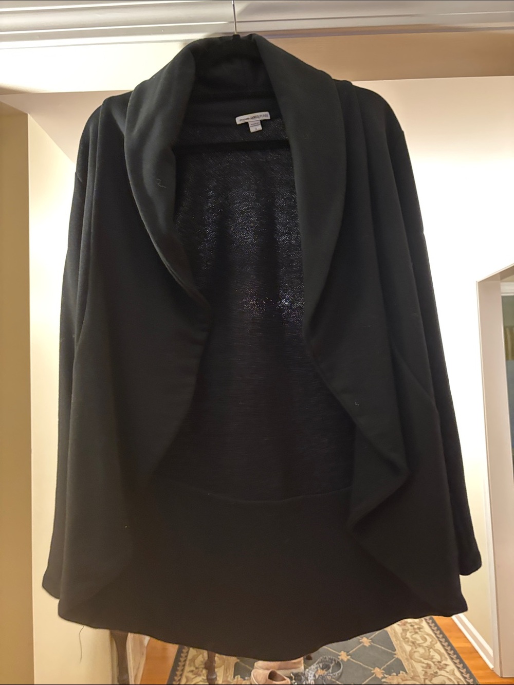 James Perse Black Draped Open-Front Jacket